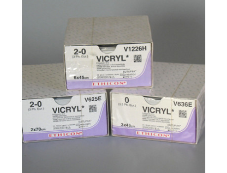 ETHICON HECHTDRAAD VICRYL USP3-0 NON NEEDLED 3X45CM VIOLET V634H STERIEL