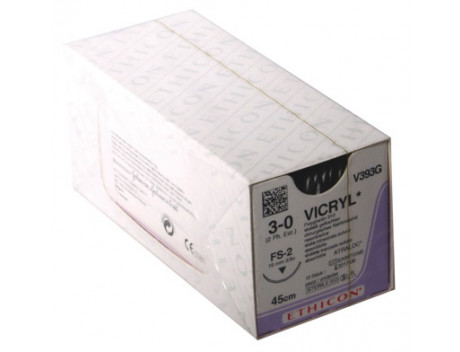 ETHICON HECHTDRAAD VICRYL M2 USP3-0 SINGLE ARMED FS-2 45CM VIOLET V393G
STERIEL