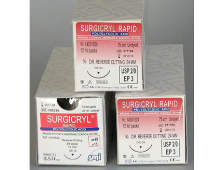 SMI HECHTDRAAD SURGICRYL RAPID USP4-0 DS 19MM BUITENSNIJDEND 75CM
TRANSPARANT 1415 1519 STERIEL