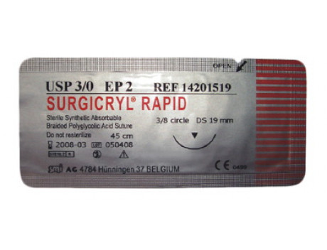 Surgicryl Rapid DS-19 huidnaald (19mm) 3-0 draad