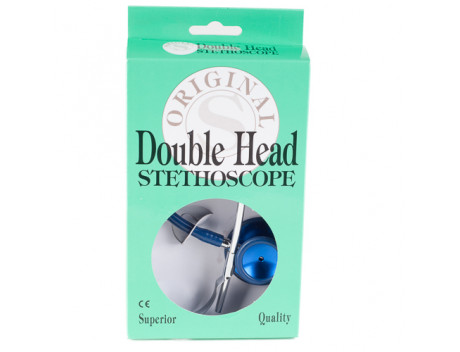 Stethoscoop dubbelzijdig, aluminium, blauwe slang